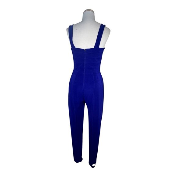 Vintage J.Harris Tadashi Royal Blue Womens Jumpsuit 1980s XS Polyester Stretch - Picture 4 of 11